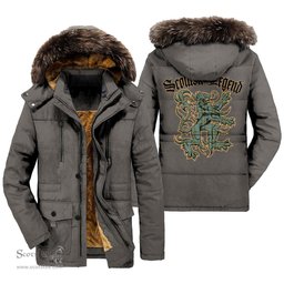 ScotsTee Shop Scottish Kelly Dress Clan Scottish Legend Lion Tartan Faux Fur Hooded Parka Jacket