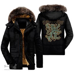 ScotsTee Shop Scottish Kelly Dress Clan Scottish Legend Lion Tartan Faux Fur Hooded Parka Jacket