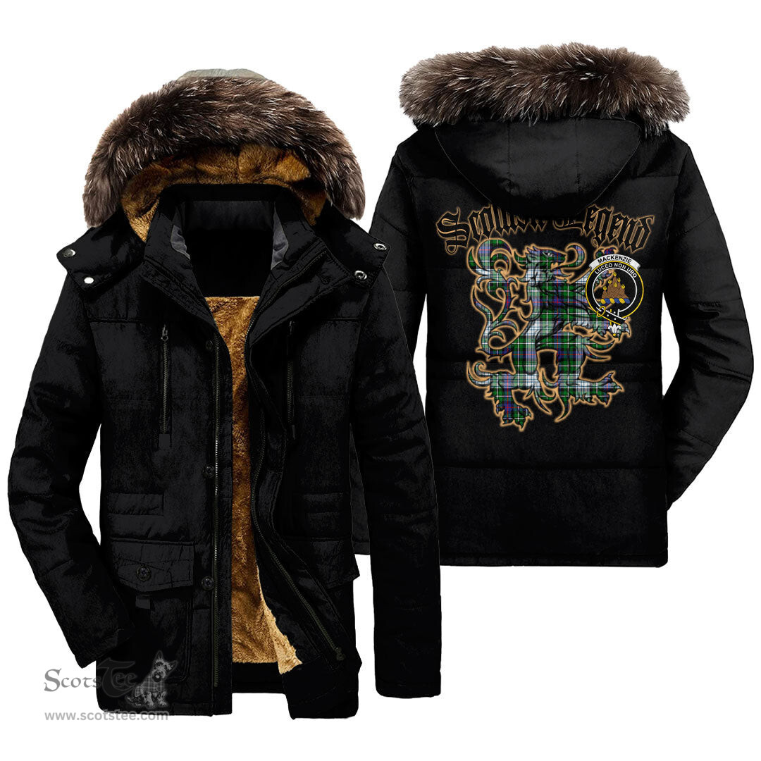 ScotsTee Shop Scottish MacKenzie Dress Modern Clan Crest Scottish Legend Lion Tartan Faux Fur Hooded Parka Jacket