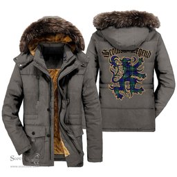 ScotsTee Shop Scottish Hamilton Hunting Modern Clan Scottish Legend Lion Tartan Faux Fur Hooded Parka Jacket