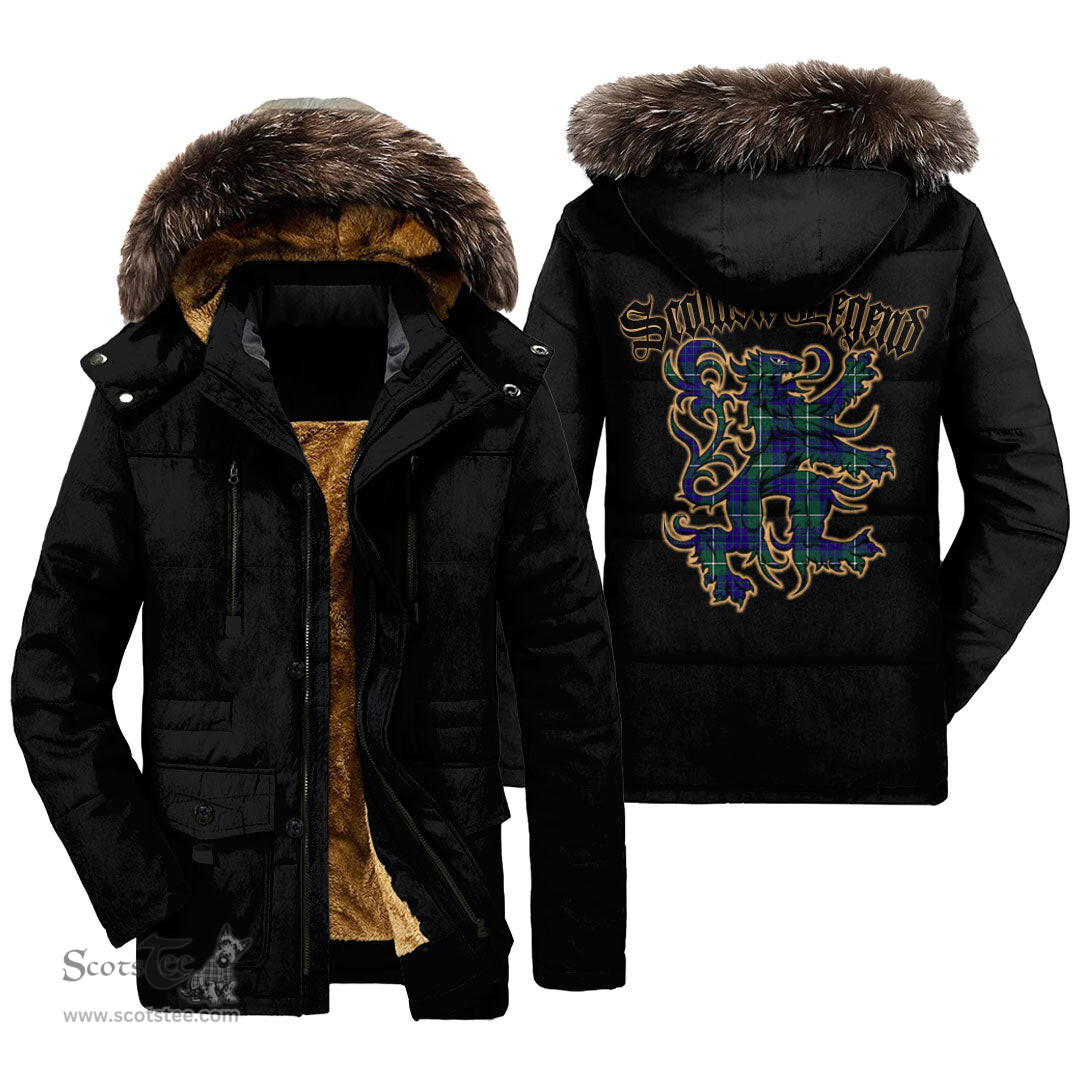 ScotsTee Shop Scottish Hamilton Hunting Modern Clan Scottish Legend Lion Tartan Faux Fur Hooded Parka Jacket