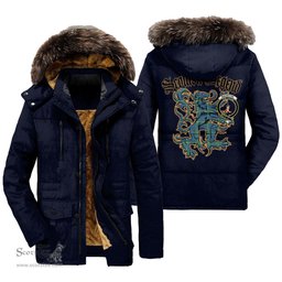 ScotsTee Shop Scottish MacIntyre Hunting Ancient Clan Crest Scottish Legend Lion Tartan Faux Fur Hooded Parka Jacket