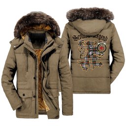 ScotsTee Shop Scottish MacDuff Dress Ancient Clan Crest Scottish Legend Lion Tartan Faux Fur Hooded Parka Jacket