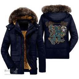 ScotsTee Shop Scottish Inglis Ancient Clan Crest Scottish Legend Lion Tartan Faux Fur Hooded Parka Jacket