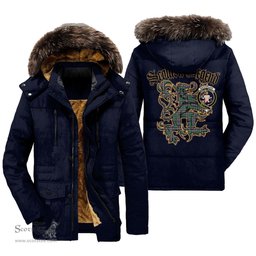 ScotsTee Shop Scottish MacFarlane Hunting Ancient Clan Crest Scottish Legend Lion Tartan Faux Fur Hooded Parka Jacket