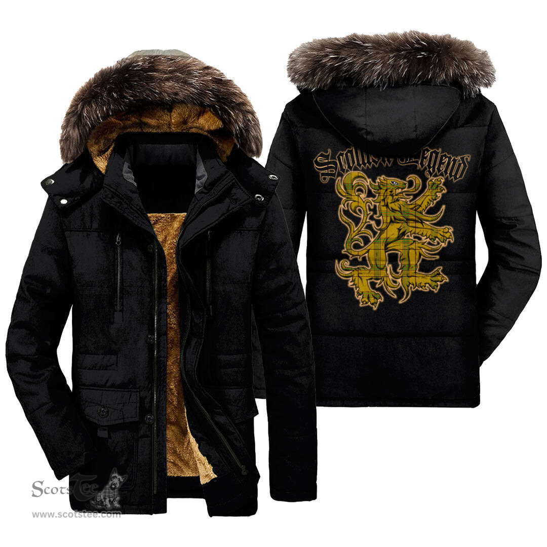 ScotsTee Shop Scottish Houston Clan Scottish Legend Lion Tartan Faux Fur Hooded Parka Jacket