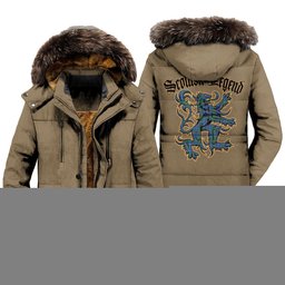ScotsTee Shop Scottish MacHardy Ancient Clan Scottish Legend Lion Tartan Faux Fur Hooded Parka Jacket