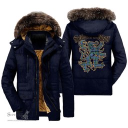ScotsTee Shop Scottish MacHardy Ancient Clan Scottish Legend Lion Tartan Faux Fur Hooded Parka Jacket