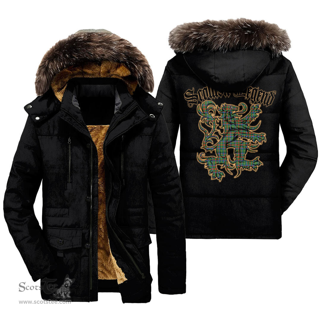 ScotsTee Shop Scottish MacKintosh Hunting Ancient Clan Scottish Legend Lion Tartan Faux Fur Hooded Parka Jacket