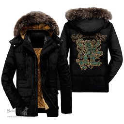 ScotsTee Shop Scottish MacKintosh Hunting Ancient Clan Scottish Legend Lion Tartan Faux Fur Hooded Parka Jacket