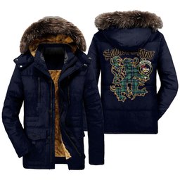 ScotsTee Shop Scottish MacDonald of the Isles Hunting Ancient Clan Crest Scottish Legend Lion Tartan Faux Fur Hooded Parka Jacket