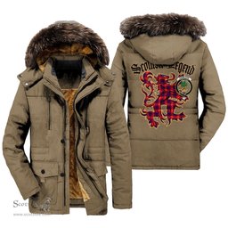 ScotsTee Shop Scottish Hamilton Modern Clan Crest Scottish Legend Lion Tartan Faux Fur Hooded Parka Jacket