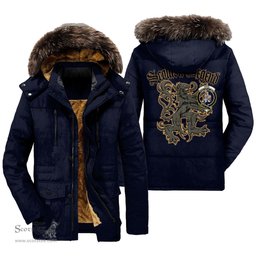 ScotsTee Shop Scottish Haig Check Clan Crest Scottish Legend Lion Tartan Faux Fur Hooded Parka Jacket