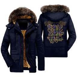 ScotsTee Shop Scottish MacDonald Ancient Clan Scottish Legend Lion Tartan Faux Fur Hooded Parka Jacket