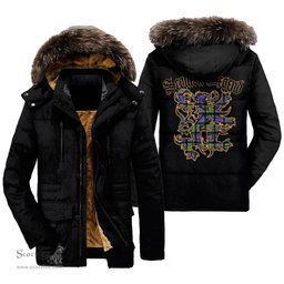 ScotsTee Shop Scottish MacDonald Ancient Clan Scottish Legend Lion Tartan Faux Fur Hooded Parka Jacket