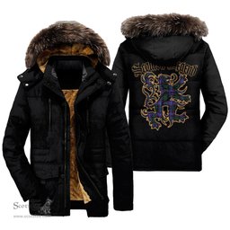 ScotsTee Shop Scottish Hunter Modern Clan Scottish Legend Lion Tartan Faux Fur Hooded Parka Jacket