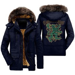 ScotsTee Shop Scottish Kennedy Ancient Clan Scottish Legend Lion Tartan Faux Fur Hooded Parka Jacket