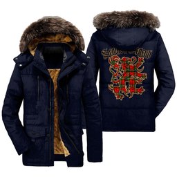 ScotsTee Shop Scottish Lennox Modern Clan Scottish Legend Lion Tartan Faux Fur Hooded Parka Jacket