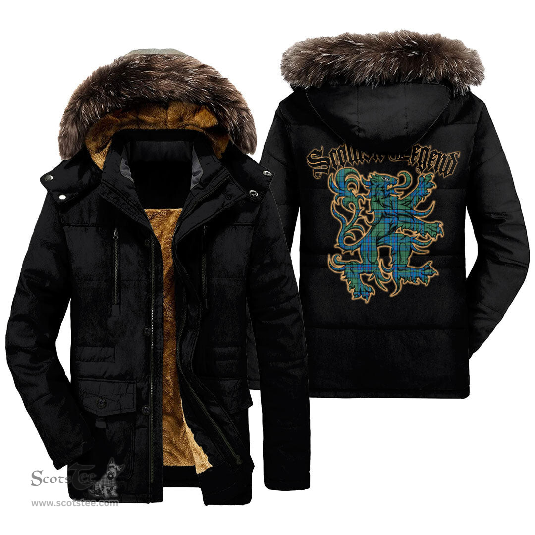 ScotsTee Shop Scottish Lockhart Clan Scottish Legend Lion Tartan Faux Fur Hooded Parka Jacket