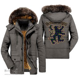 ScotsTee Shop Scottish MacKinlay Modern Clan Scottish Legend Lion Tartan Faux Fur Hooded Parka Jacket