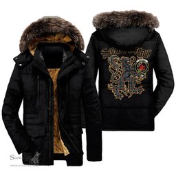 ScotsTee Shop Scottish MacDuff Hunting Ancient Clan Crest Scottish Legend Lion Tartan Faux Fur Hooded Parka Jacket