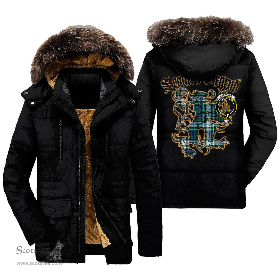 ScotsTee Shop Scottish MacKenzie Dress Ancient Clan Crest Scottish Legend Lion Tartan Faux Fur Hooded Parka Jacket