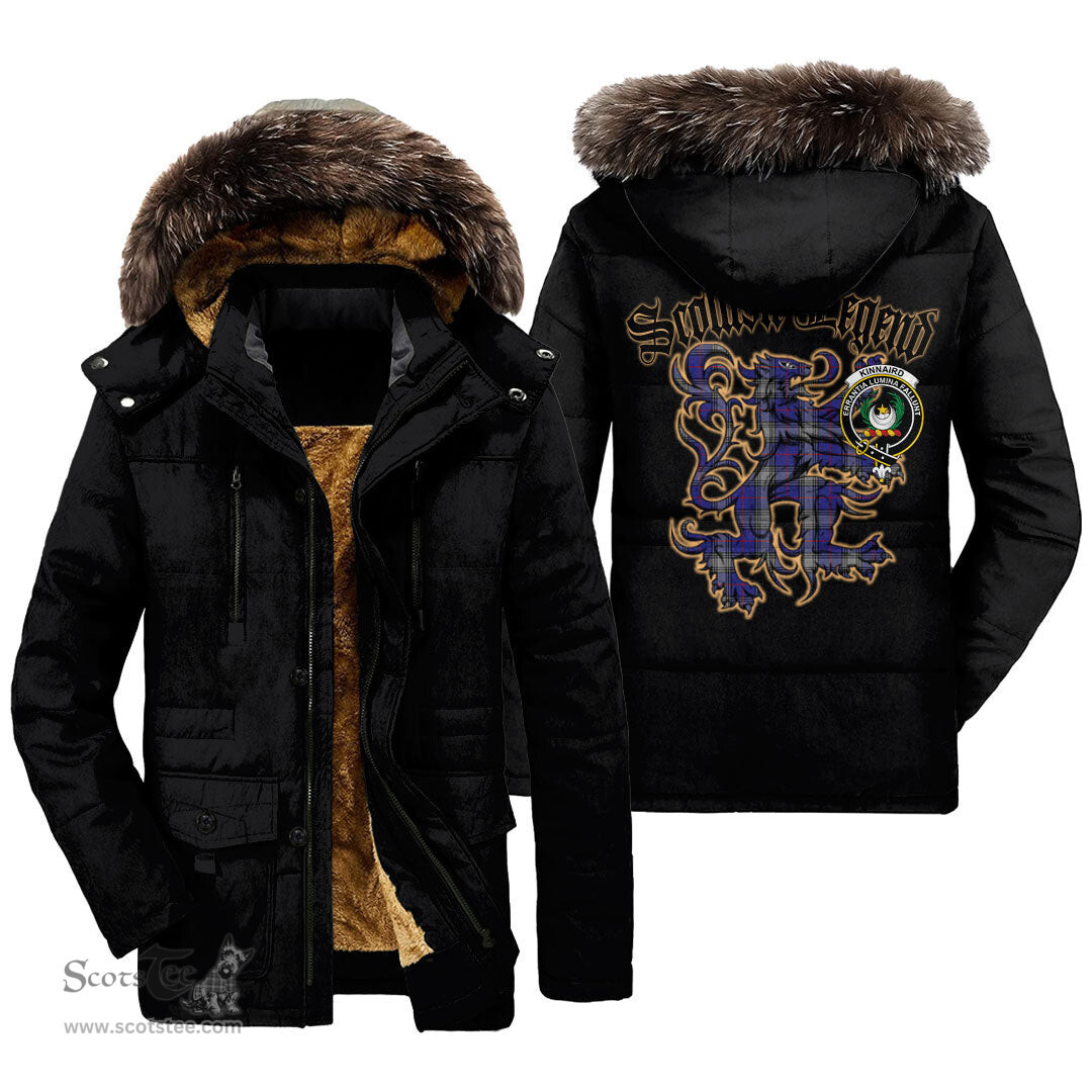 ScotsTee Shop Scottish Kinnaird Clan Crest Scottish Legend Lion Tartan Faux Fur Hooded Parka Jacket