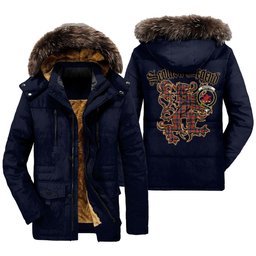 ScotsTee Shop Scottish MacDuff Ancient Clan Crest Scottish Legend Lion Tartan Faux Fur Hooded Parka Jacket