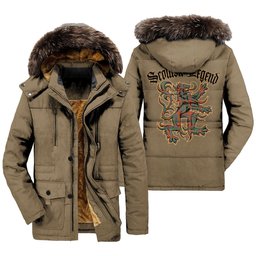 ScotsTee Shop Scottish MacKintosh Ancient Clan Scottish Legend Lion Tartan Faux Fur Hooded Parka Jacket
