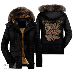 ScotsTee Shop Scottish MacKintosh Ancient Clan Scottish Legend Lion Tartan Faux Fur Hooded Parka Jacket