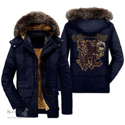 ScotsTee Shop Scottish MacDonald Modern Clan Crest Scottish Legend Lion Tartan Faux Fur Hooded Parka Jacket