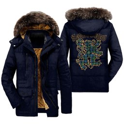 ScotsTee Shop Scottish MacEwen Ancient Clan Scottish Legend Lion Tartan Faux Fur Hooded Parka Jacket