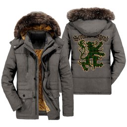 ScotsTee Shop Scottish Kincaid Modern Clan Scottish Legend Lion Tartan Faux Fur Hooded Parka Jacket