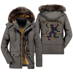 ScotsTee Shop Scottish MacArthur Milton Clan Scottish Legend Lion Tartan Faux Fur Hooded Parka Jacket