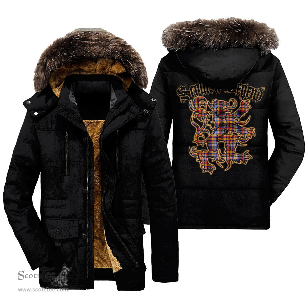 ScotsTee Shop Scottish Jacobite Clan Scottish Legend Lion Tartan Faux Fur Hooded Parka Jacket