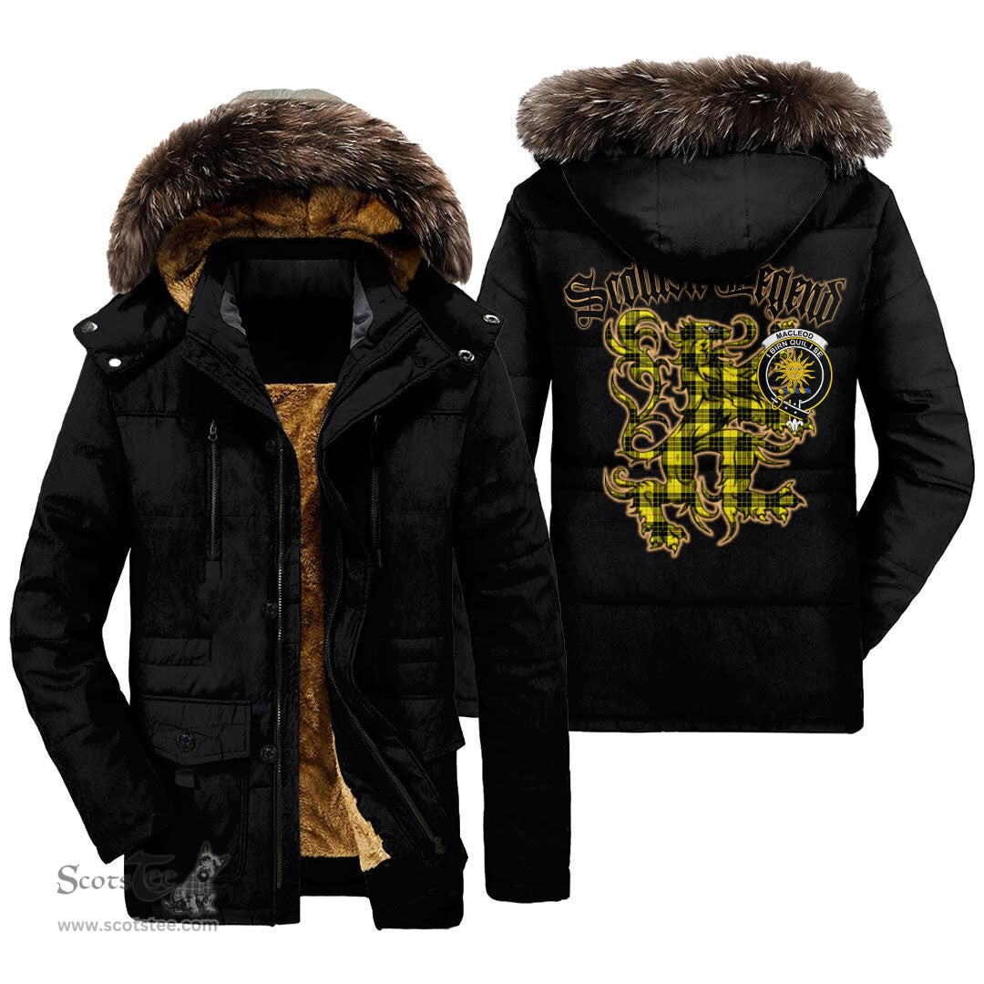 ScotsTee Shop Scottish MacLeod of Lewis Modern Clan Crest Scottish Legend Lion Tartan Faux Fur Hooded Parka Jacket