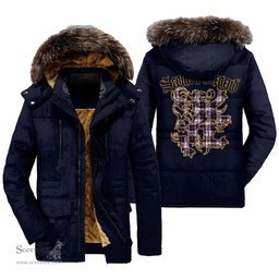 ScotsTee Shop Scottish MacPherson Hunting Modern Clan Scottish Legend Lion Tartan Faux Fur Hooded Parka Jacket