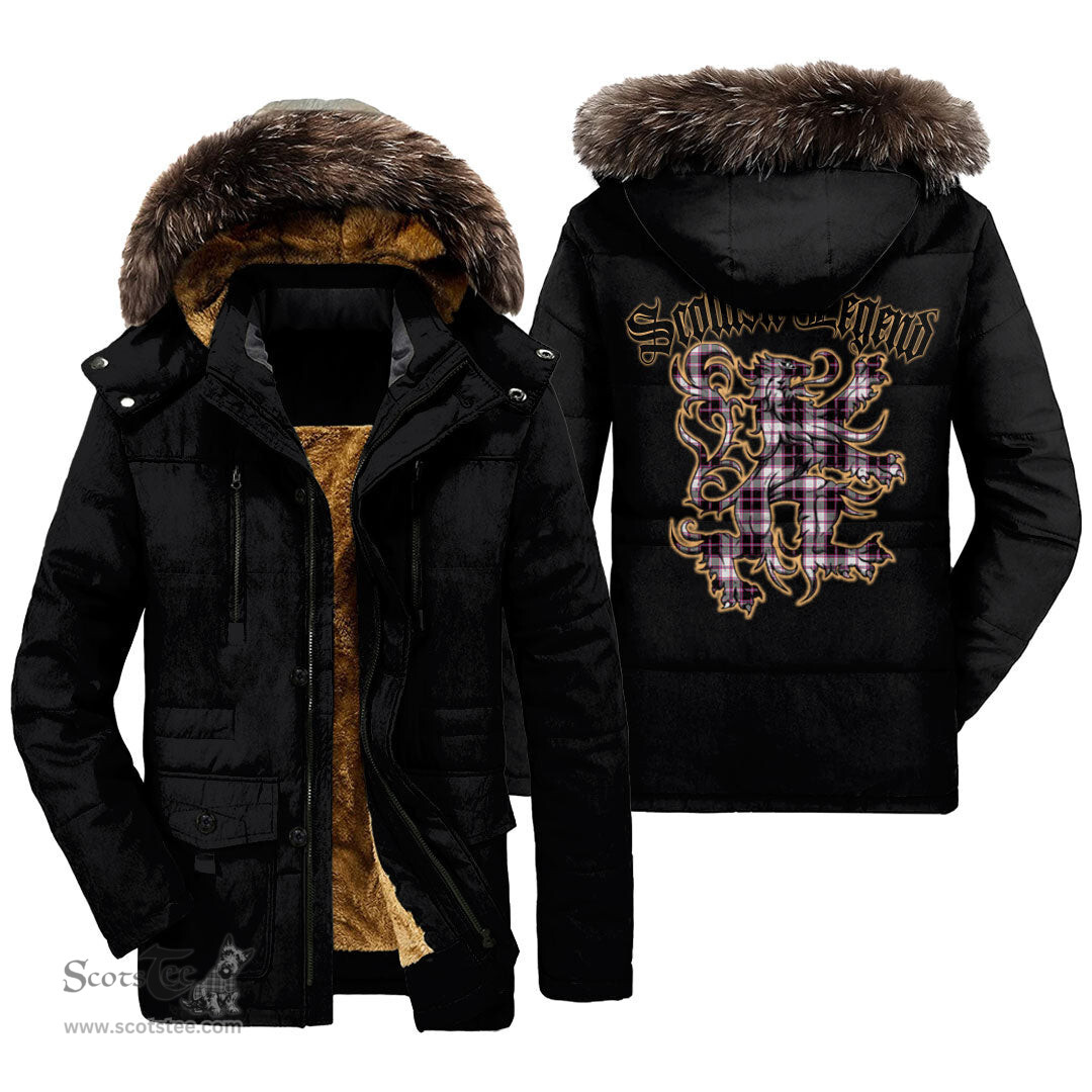 ScotsTee Shop Scottish MacPherson Hunting Modern Clan Scottish Legend Lion Tartan Faux Fur Hooded Parka Jacket