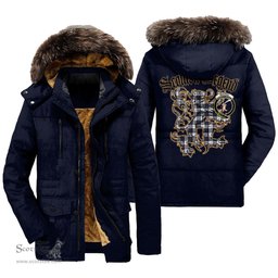 ScotsTee Shop Scottish MacRae Dress Modern Clan Crest Scottish Legend Lion Tartan Faux Fur Hooded Parka Jacket