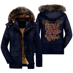 ScotsTee Shop Scottish MacRae Ancient Clan Scottish Legend Lion Tartan Faux Fur Hooded Parka Jacket