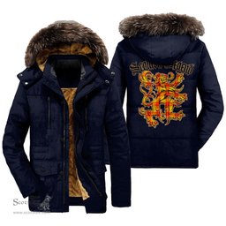 ScotsTee Shop Scottish MacMillan Clan Clan Scottish Legend Lion Tartan Faux Fur Hooded Parka Jacket