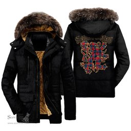 ScotsTee Shop Scottish MacTavish Modern Clan Scottish Legend Lion Tartan Faux Fur Hooded Parka Jacket