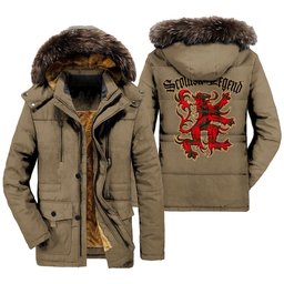 ScotsTee Shop Scottish MacNab Modern Clan Scottish Legend Lion Tartan Faux Fur Hooded Parka Jacket