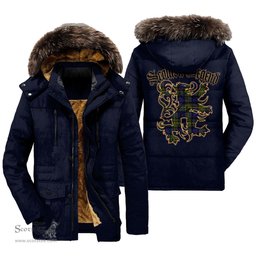 ScotsTee Shop Scottish MacLaren Modern Clan Scottish Legend Lion Tartan Faux Fur Hooded Parka Jacket