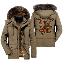 ScotsTee Shop Scottish MacLachlan Hunting Modern Clan Scottish Legend Lion Tartan Faux Fur Hooded Parka Jacket