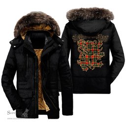 ScotsTee Shop Scottish MacLachlan Hunting Modern Clan Scottish Legend Lion Tartan Faux Fur Hooded Parka Jacket