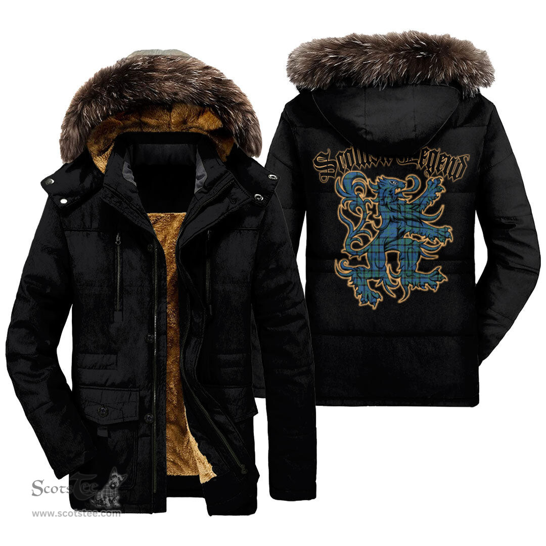 ScotsTee Shop Scottish Matheson Hunting Ancient Clan Scottish Legend Lion Tartan Faux Fur Hooded Parka Jacket