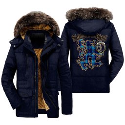 ScotsTee Shop Scottish McKerrell Clan Crest Scottish Legend Lion Tartan Faux Fur Hooded Parka Jacket