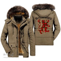 ScotsTee Shop Scottish Maxwell Modern Clan Scottish Legend Lion Tartan Faux Fur Hooded Parka Jacket