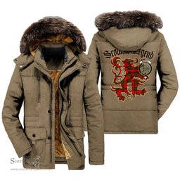 ScotsTee Shop Scottish Maxwell Modern Clan Crest Scottish Legend Lion Tartan Faux Fur Hooded Parka Jacket